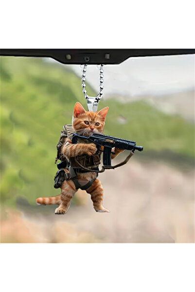 Choice Cat Soldier Kitten Acrylic Keychain Durable 2D Car Mirror Charm & Bag ...