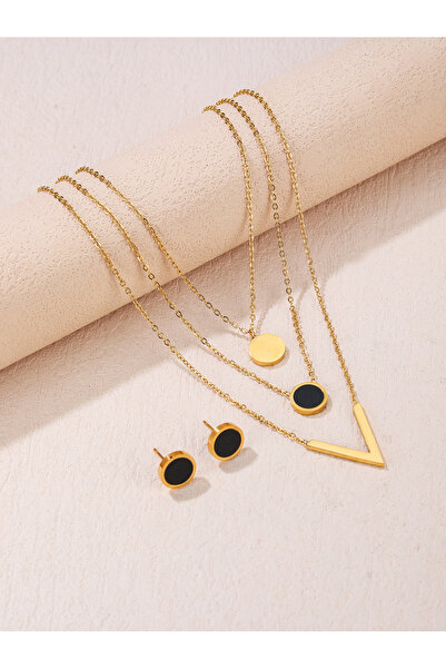 Choice WHITE 45cm Light Yellow Gold Color 3 piece set for women 18K gold-plat...