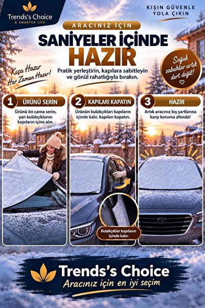 Ankaflex Oto Ön Cam Kar Buz Önleyici Ve Güneşlik Koruyucu Branda Cam Üstü Kar Buz Örtüsü Ön Cam Güneşlik