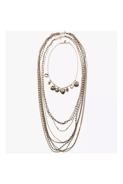 Generic Brand Zr 3-Piece Chain Bead Charm Necklace Set