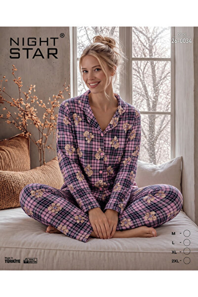Night Star طقم بيجامة نوفا سوبر سوفت بأزرار وتصميم دببة