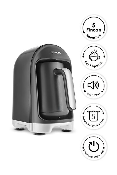 Emsan Kumda Türk Kahve Makinesi Siyah 5 Fincan Kapasiteli 735 W