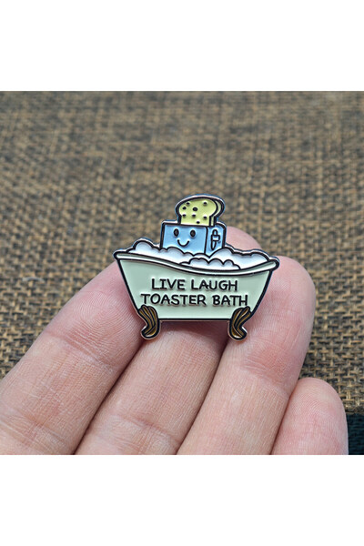 Choice Light Yellow Gold Color Live Laugh Toaster Bath Enamel Pin Cute Bread ...