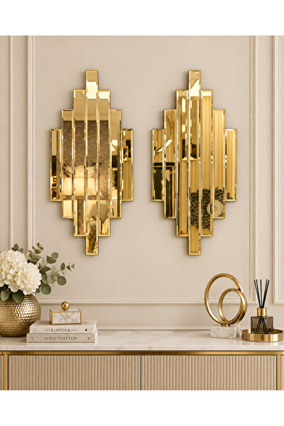 efe ayna dekor 35x75 cm Gold Ritmik Model Yan Ayna (2 adet) ( duvar saatleri ...