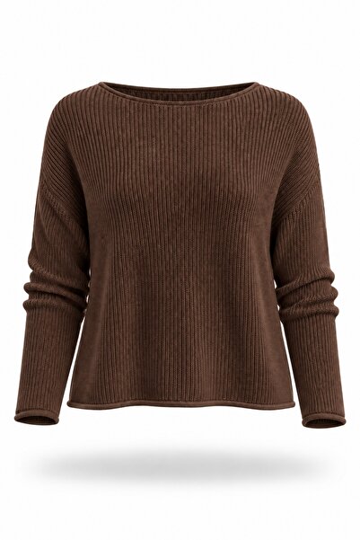 5in1Canpolat Brown Sausage Collar Knitwear 261112
