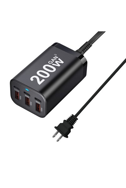 Choice محول طاقة شاحن GaN سريع 200 وات من الولايات المتحدة USB C مع 6 منافذ ش...