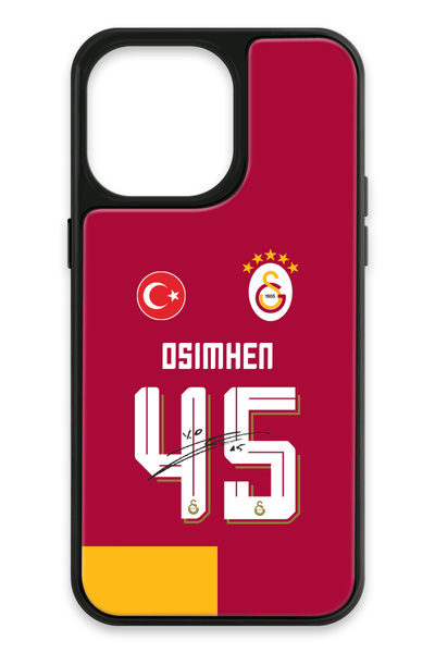 Galatasaray iPhone 14 Pro Max Uyumlu Victor Osimhen Parçalı Forma İmzalı Cam ...