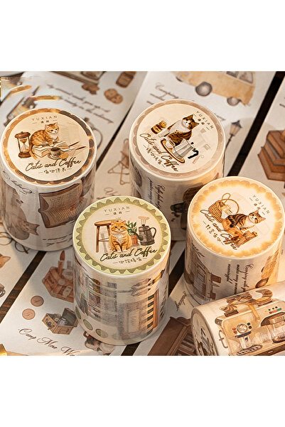 Choice 4 Rolls Coffee & Cats Washi Tape, Decorative Craft Tape for Journaling...