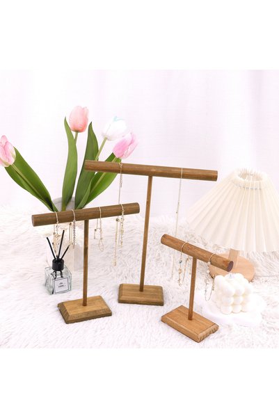 Choice 3pcs Wooden Jewelry Bracelet Storage Display Chain Watch T-Bar Rack Or...