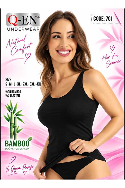 Q-EN Underwear Passage Women's Bamboo Black Thick Strap Tank Top