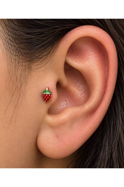 Arescollection çilek tragus helix lobe uyumlu 1 adet piercing