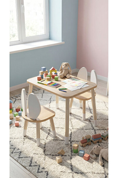 The Mimar The Bunny 1 Masa + 2 Sandalye (Çocuklar için Montessori Aktivite ve...
