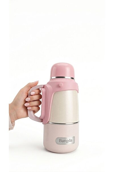 Tantitoni PEMBE ASKILI VE TUTACAKLI PASLANMAZ ÇELİK TERMOS 800ML
