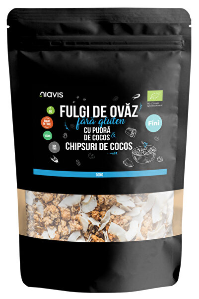 Niavis Fulgi de Ovaz Fini fara Gluten cu Pudra de Cocos si Chipsuri de Cocos ...