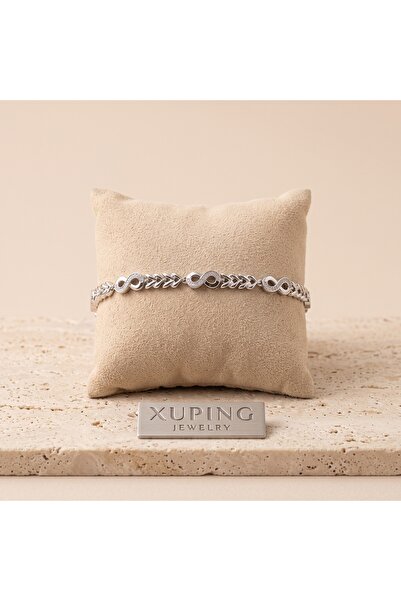 XUPING JEWELRY Vıp Seri 316L Çelik Gümüş Renk Zirkon Taşlı Sonsuzluk Motifli ...