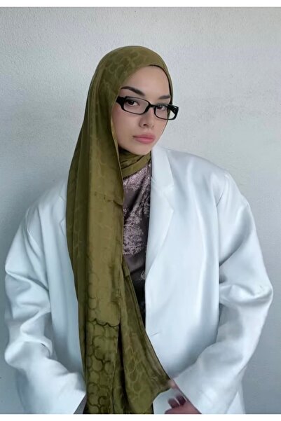 Premium Jakar Şal Halka Desen - Yağ Yeşili