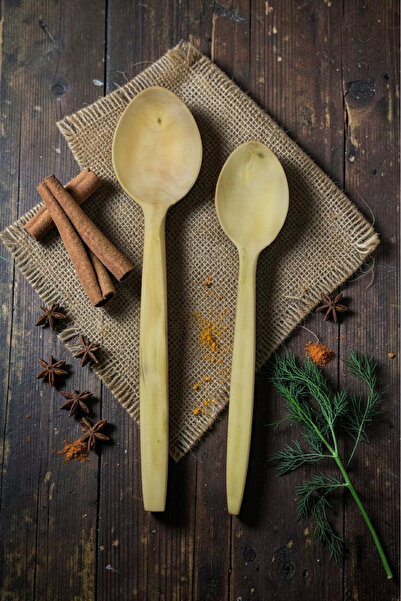 TROYAN 1868 2 Pieces Natural and High Quality Genuine Boxwood Spoon 27 and 24...