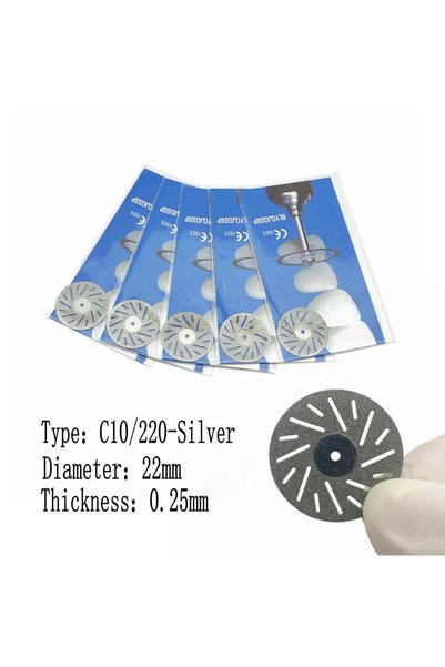 Choice8 C10-220-Silver-5pcs 5pcs أقراص ماسية طبية للأسنان، قرص قطع مزدوج الجو...