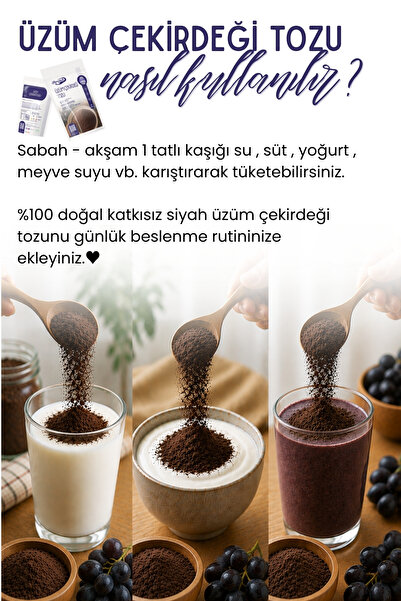 Annemeli 250 gr Siyah Üzüm Çekirdeği Tozu 250 Taze Öğütülmektedir.