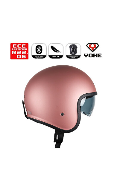 Yohe OF880 Motorsiklet Kaskı Matt Rose Gold
