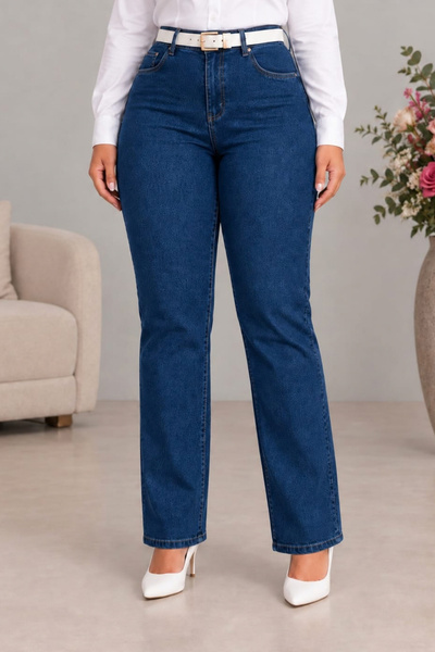 CEDY DENIM - Kadın Büyük Beden Boru Paça Yüksek Bel Regular Fit Likralı Panto...