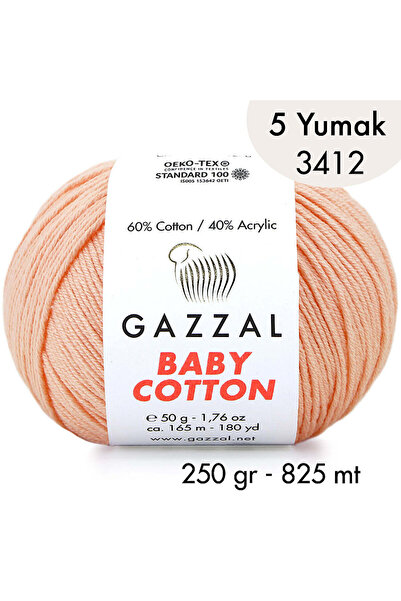 Gazzal Baby Cotton 3412-Lightweight and Comfortable Cotton Yarn for Summer Pr...