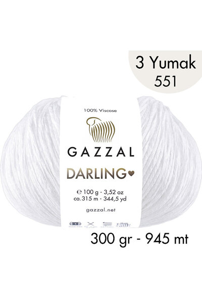 Gazzal Νήμα για πλέξιμο στο χέρι Darling 551 100% βισκόζη, 3 γιάματα, Επίσημο...