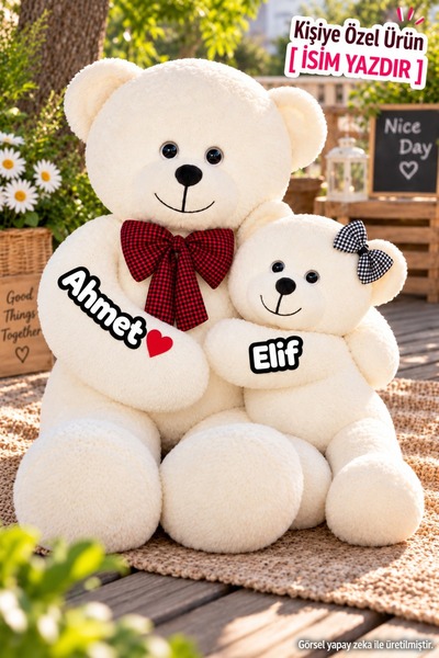 Pandamkee Kişiye Özel İsim Baskılı Analı Kızlı 8050 Yavrulu Peluş Ayı Seti – ...