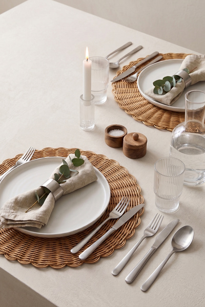 Kitchen Life 4'lü Rattan Amerikan Servis Takımı 35 cm Supla Runner Sunum
