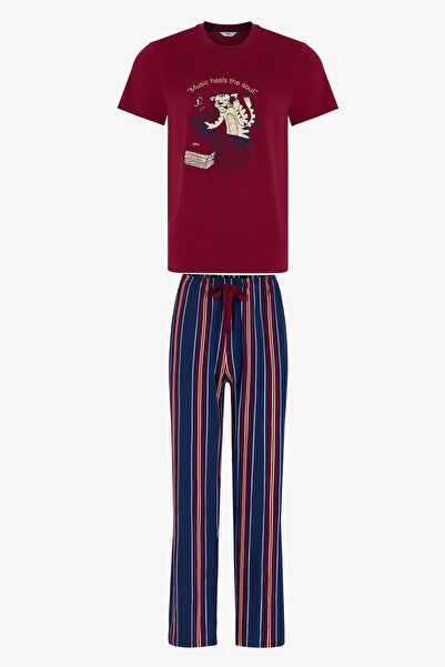 Penti Erkek Retro Groove Çizgili Pantolon Kısa Kollu Pijama Takımı