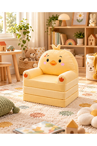 Pufu Toys Ördek Katlanabilir Peluş Çocuk Koltuğu ve Yatak 120 cm – Portatif Y...