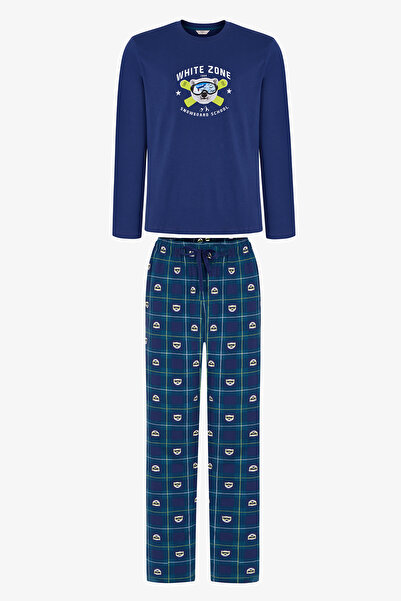 Penti Men's White Zone Pants Long Sleeve Pajama Set