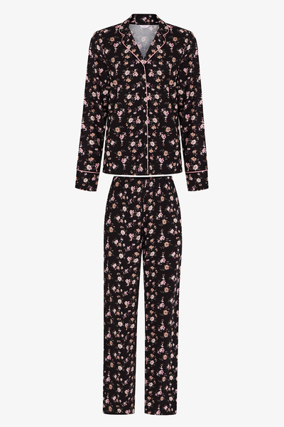 Penti Siyah Floral Dream Uzun Kollu Gömlek Pantolon Pijama Takımı