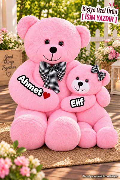 Pandamkee 2’li Anne ve Yavrulu Peluş Ayı Seti – 80 cm Büyük Peluş Ayı ve 50 c...