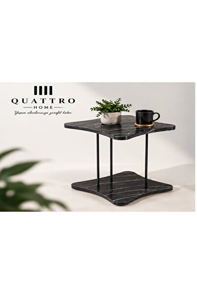 QUATTRO HOME Siyah Tekerlekli Yan Sehpa