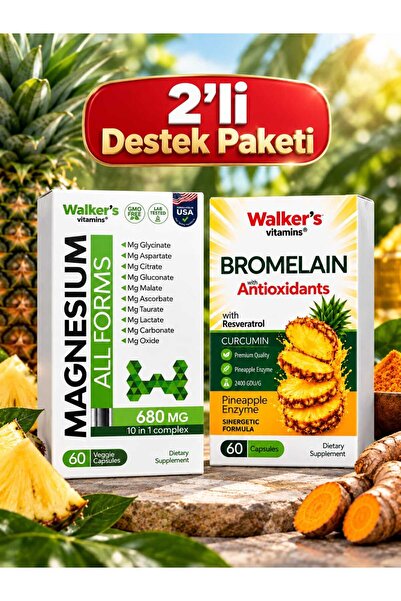 Walkers (Walkers Magnezyum + Bromelain İkili Destek Paketi – Enerji, Kas Raha...