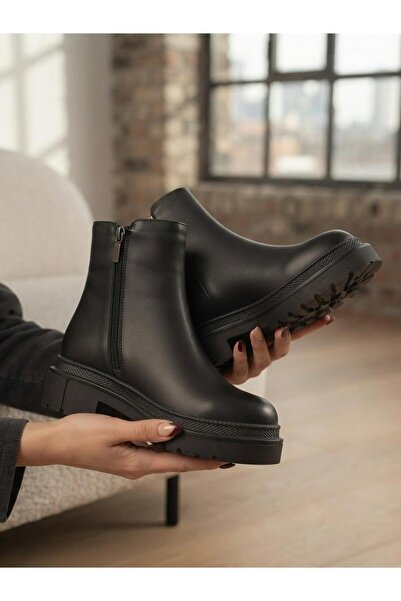 NOVELLAM SHOES Kadın Pera Siyah Cilt Garantili Su Geçirmez Kaymaz Taban Dikiş...