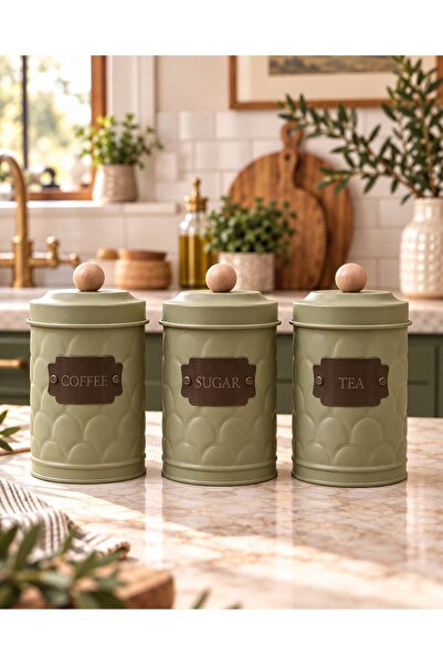 NATURELMETAL ÇAY KAHVE ŞEKER KAVANOZU 3 LÜ SET 1,7 LT