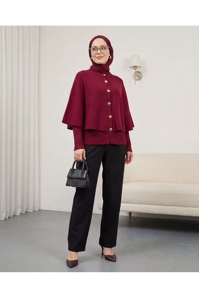 Modamorfo Cardigan tricotat pentru femei 15967 - Roșu Claret