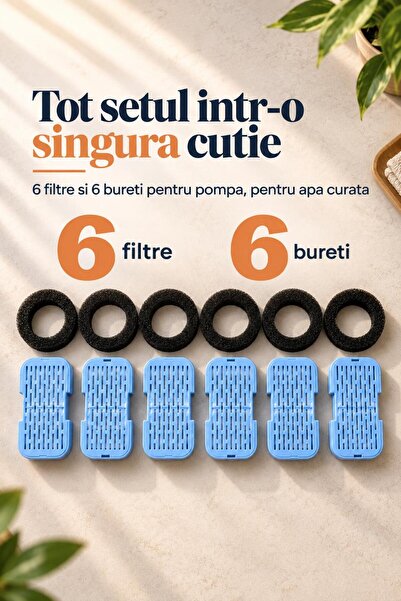 Elindor Set 6 filtre de schimb + 6 bureti prefiltru Elindor® pentru fantani d...