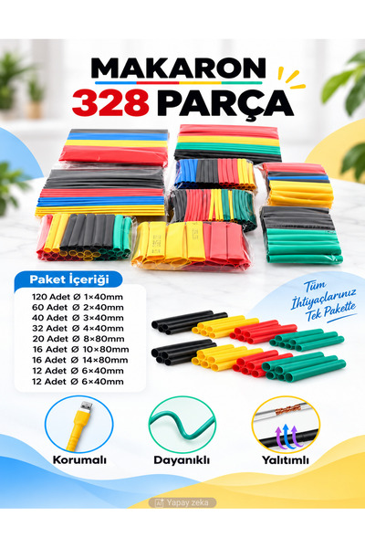 Unichrome Daralan Makaron Kablo Seti 328 Parça Kablo Tamir Kiti Yeni Modern 9...