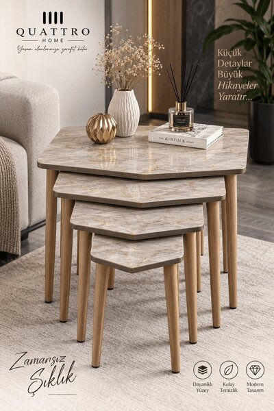 QUATTRO HOME 4'lü Zigon Sehpa Seti