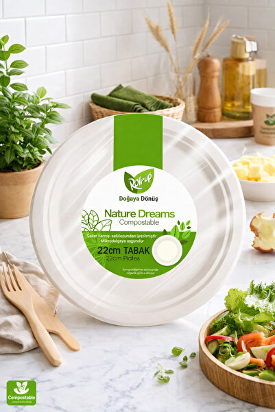 Roll-Up Nature Dreams 22 cm Bamboo Plate 25 Pieces