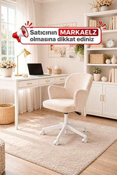 markaelz KELEBEK BEYAZ AYAKLI ÇALIŞMA SANDALYESİ