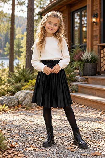 HÇ Hülya Çelik KİDSWEAR 2018 Kız Çocuk Suni Deri Etek
