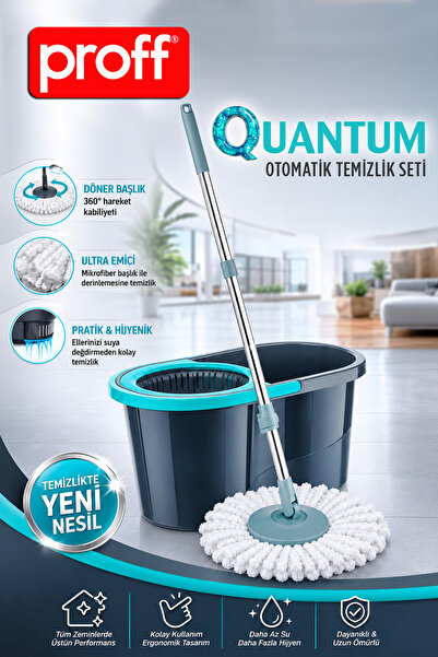 Proff Quantum Turkuaz Döner Başlıklı Temizlik Seti