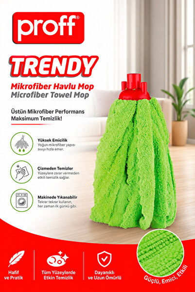 Proff Trendy Mikrofiber Havlu Mop Yüksek Emici Çizmez Yıkanabilir Paspas Yede...
