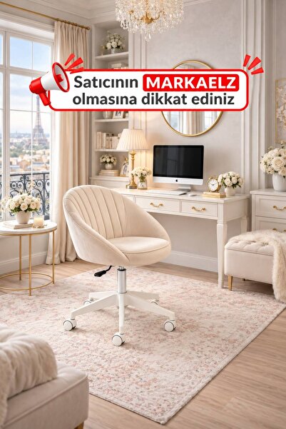 markaelz İstiridye Beyaz Ayaklı Çalışma Sandalyesi