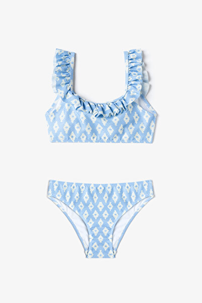 Penti Pink Leaf Patterned Girl's Bikini Set