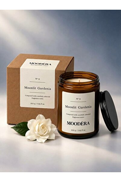 MOODÈRA Gardenia Kokulu Mum, %10 Koku Esansı, Soya ve Parafin Mum Karışımı Ku...